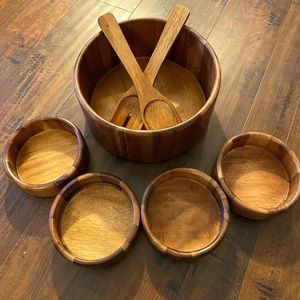 Wooden salad bowl 7 piece set